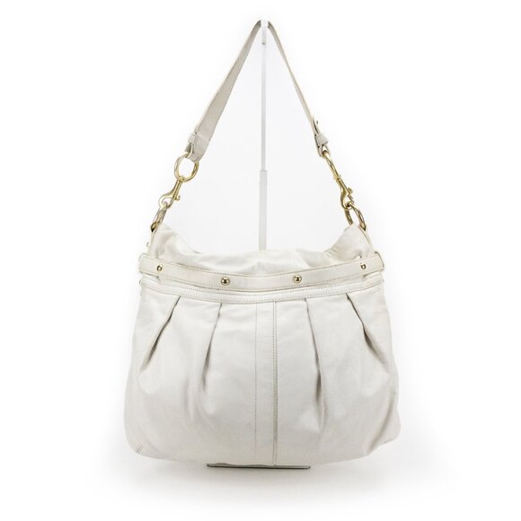 COACH Hampton White Ivory Belted/Pleated Hobo Shoulder Bag - K0693-10205 - Picture 15 of 16